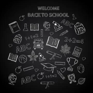Back to school chalkboard sketch Stock Illustration