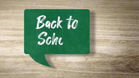 Back to School Chalkboard Speech Bubble Animation on a Wooden Background Stock Footage 337736654