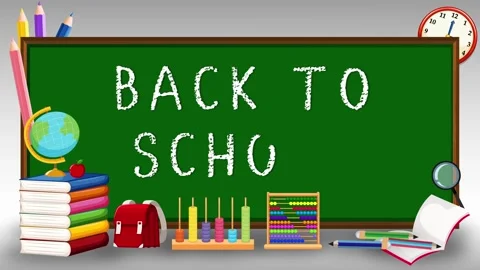 Back to School on Chalkboard with Stationery Elements Stock Footage 244619748