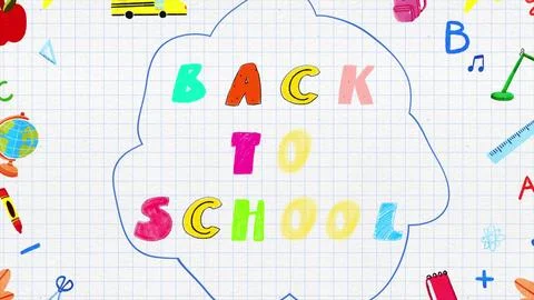 Back to School on chalkboard with stationery objects. School and education Stock Illustration