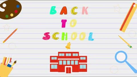 Back to School on chalkboard with stationery objects. School and education Stock Illustration