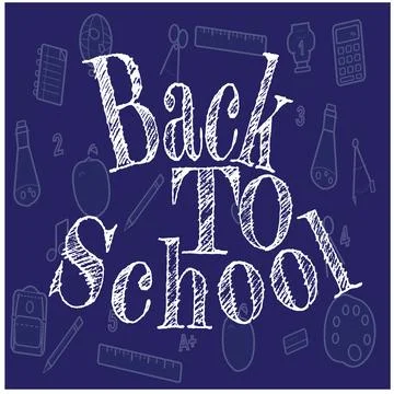 Back to school chalkboard vector, hand drawn chalk typography Stock Illustration