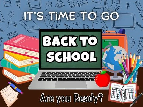 Back to School Chalkboard Vector with School Supplies Stock Illustration