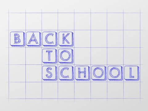 Back to school on checkered whiteboard Stock Illustration