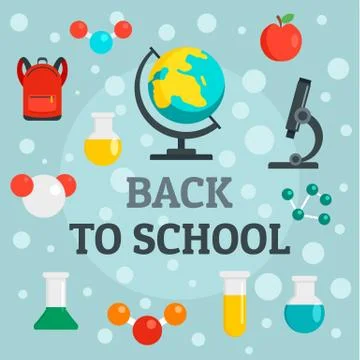 Back to school chemistry background, flat style 库存插图