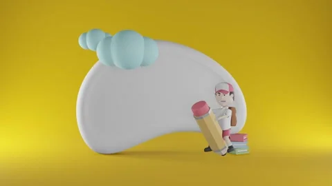 Back to school with child illustrations the background of yellow sky Stock Footage 244729864