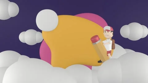 Back to school with child illustrations the background of purple sky Stock Footage 244778233