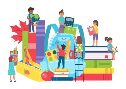 Back to school, child student backpack for education vector illustration. Kids 스톡 일러스트