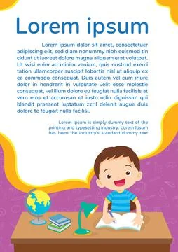 Back to school children boy learning poster Stock Illustration