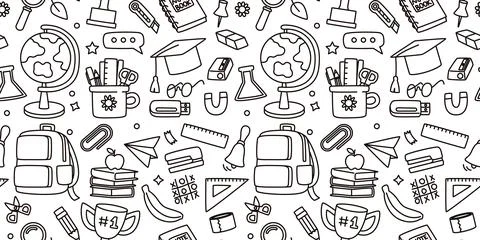 Back to school. Children education background. Stationery icons pattern seaml Stock Illustration