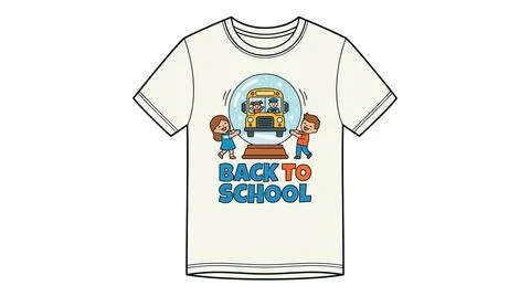 Back to school children graphics on white t shirt apparel design with t shirt Stock Illustration