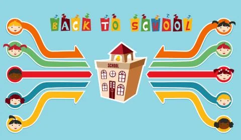 Back to school children network Stock Illustration