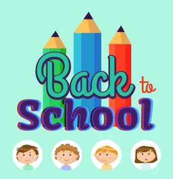 Back to School, Children Students in Frames Poster Stock Illustration