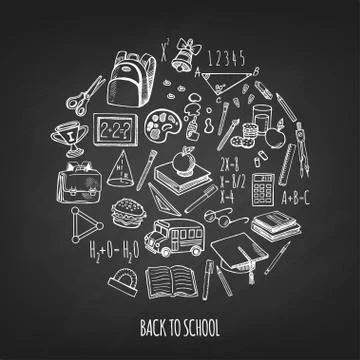 Back to school in a circle vector Stock Illustration
