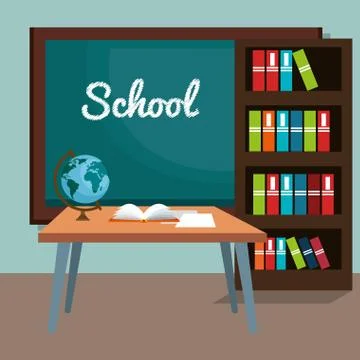 Back to school classroom scene Stock Illustration