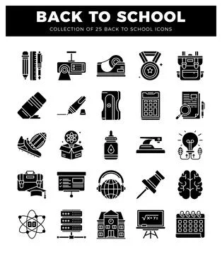 Back to School Collection Icons School supplies. sports. and science educatio Illustrazione stock
