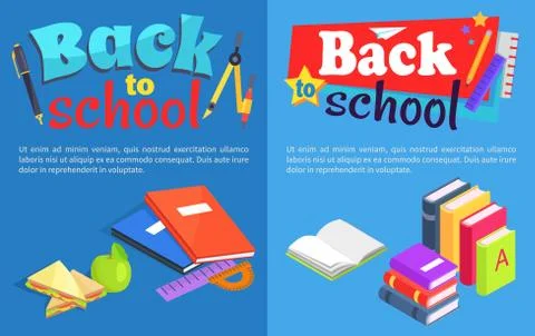 Back to School Collection of Posters with Text Stockillustratie
