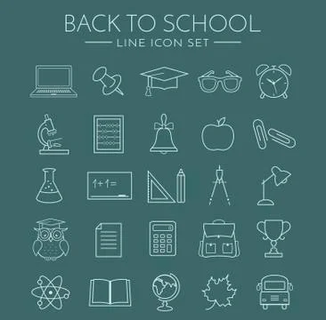 Back to school. Collection of school and education icons. Thin line symbols s 库存插图