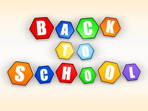 Back to school in color hexagons Stock Illustration
