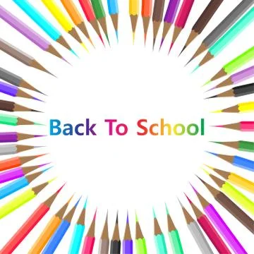 Back to school color pencil object equipment background. Vector isolated grap Stock Illustration