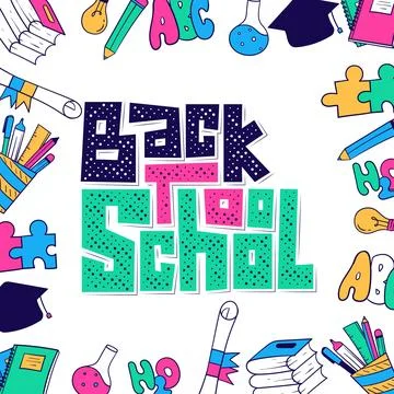 Back to school. colorful back to school background with chalk typography an.. Stock Illustration