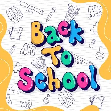 Back to school. colorful of back to school typography design with line art .. Stock Illustration