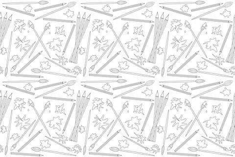 Back to School Coloring Book Art Supplies Pattern Stock Illustration