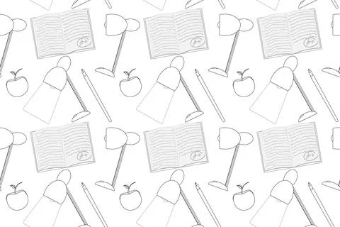 Back to School Coloring Book Pattern イラスト素材