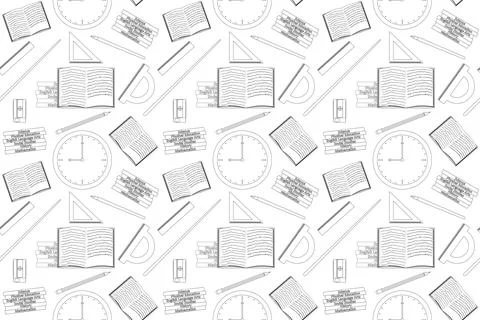 Back to School Coloring Book Seamless Pattern Stock Illustration