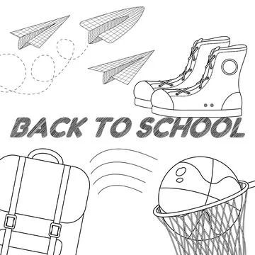 Back to School Coloring Page Stock Illustration
