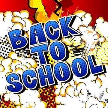 Back To School - Comic book style word on abstract background. 스톡 일러스트