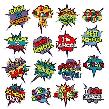 Back to School in comic speech bubbles Stock Illustration