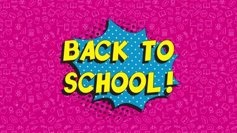 BACK TO SCHOOL! comics background concept. Simple animation of graphic elements Stock Footage 157201577
