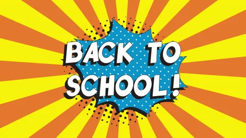 BACK TO SCHOOL! comics concept background with radial lines. Simple animation Stock Footage 157422003