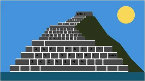 Back to School Computer keyboard keys forming an ancient pyramid structure .. Stock Illustration