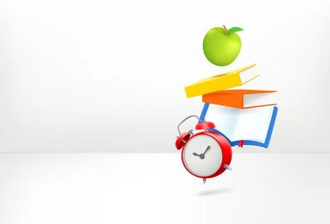 Back to school concept with 3d elements. 3d vector banner with copy space イラスト素材