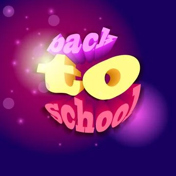 Back to school concept with 3d elements on purple background. 3d vector banne Stock Illustration
