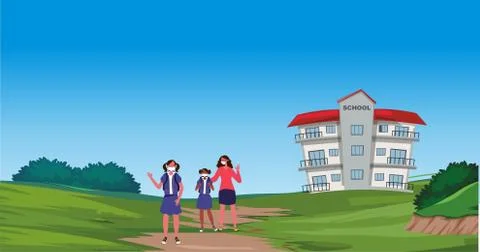 Back to school concept after epidemic. Stock Illustration