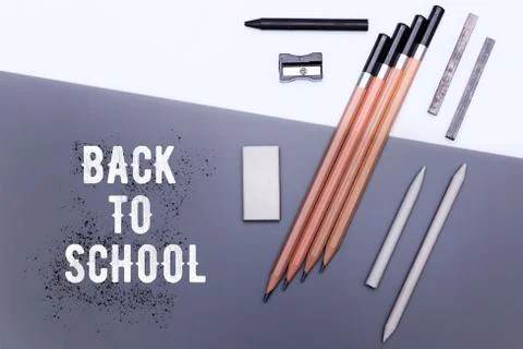 Back to school concept background in black and white tones. Foto stock