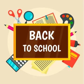 Back to school concept background, flat style イラスト素材