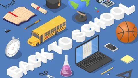 Back to school concept background, isometric style Stock Illustration