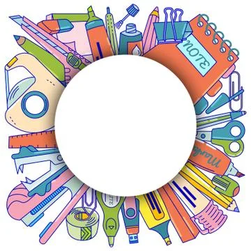 Back to school concept banner, flyer and poster with school supplies. Ilustração Stock