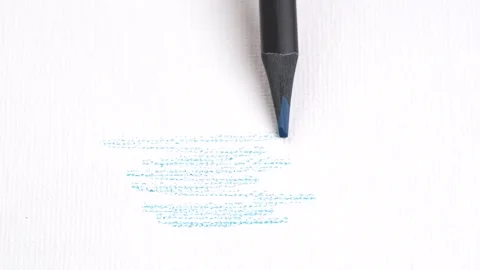 Back to school concept. Blue pencil drawing on white canvas close-up. Schoo.. Stock Footage 278471400