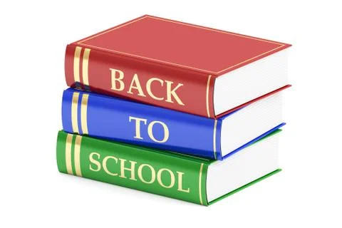 Back to school concept with books, 3D rendering Stock Illustration