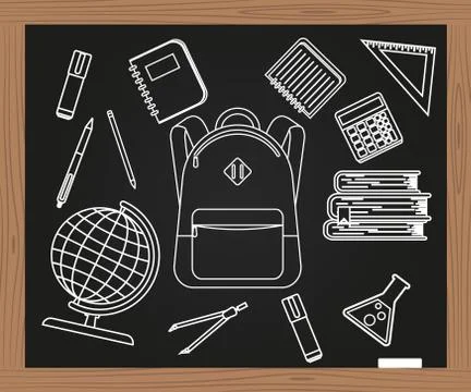 Back to school concept. Chalk board. Vector illustration. Ilustración de archivo