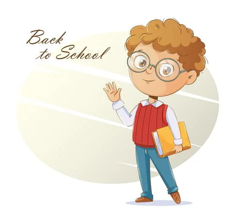 Back to school concept. Cheerful schoolboy with a book Stock Illustration