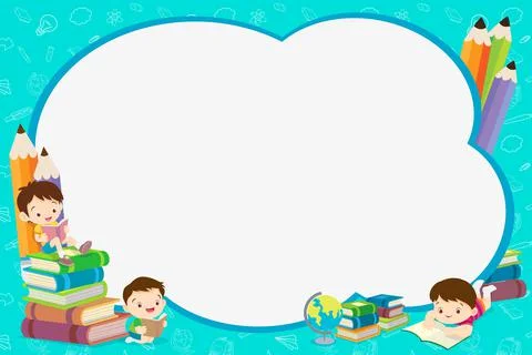Back to school concept children boy reading book template Stock Illustration