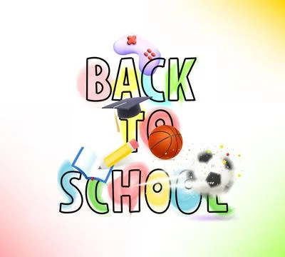 Back to school concept with comic elements. 3d vector illustration Stock Illustration