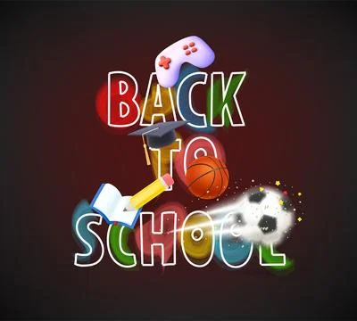 Back to school concept with comic elements. 3d vector illustration Stock Illustration