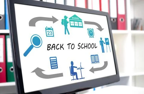 Back to school concept on a computer screen Foto stock